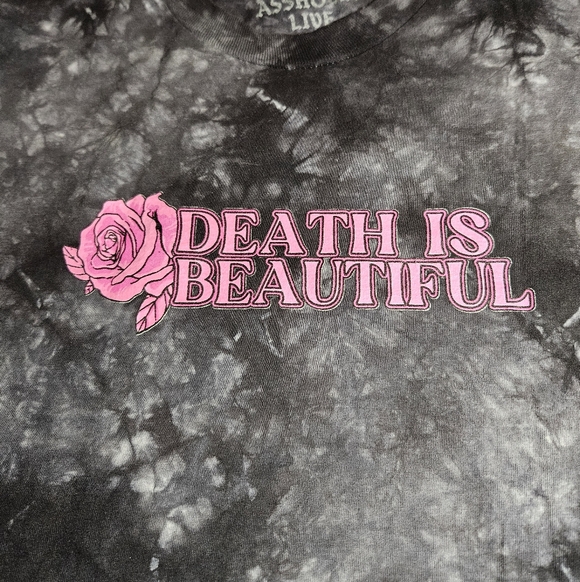 Assholes live forever death is beautiful skull and roses tie dye graphic tee - Picture 3 of 7